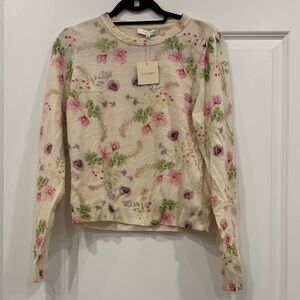 Favorite Daughter Wool/ cashmere sz Xl nwt Floral Cream Sweater